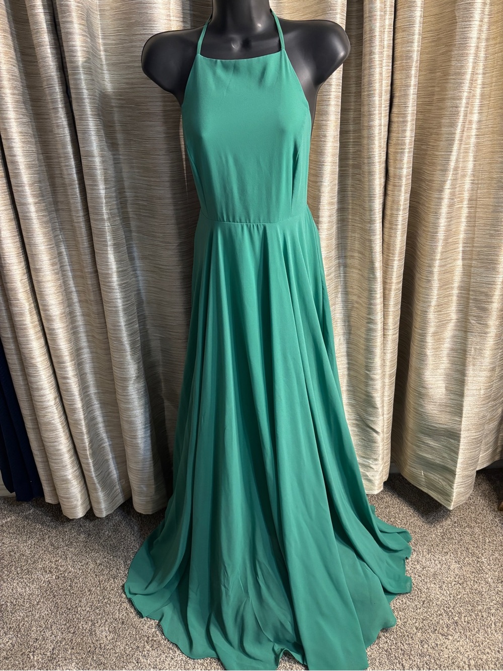 Lulu's Teal Halter-Style Maxi Gown